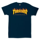Thrasher Skate Mag Flame Logo Short Sleeve Tee Navy Blue - Kék - Rövid ujjú póló