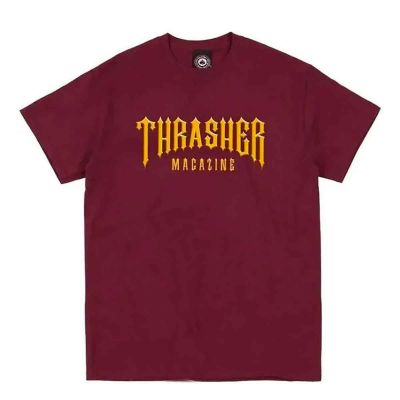 Thrasher Low Low Logo Tee Maroon - Barna - Rövid ujjú póló