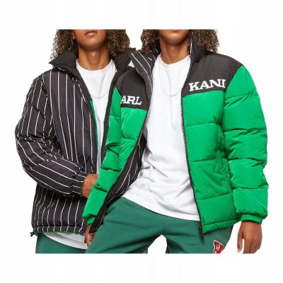Karl Kani Retro Block Reversible Puffer Jacket Green/Black/White - Zöld - Dzseki