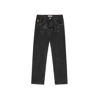 ICECREAM Applique Running Dog Double Scoop Denim Pants Black - Fekete - Nadrág ICECREAM Applique Running Dog Double Scoop Denim Pants Black - Fekete - Nadrág